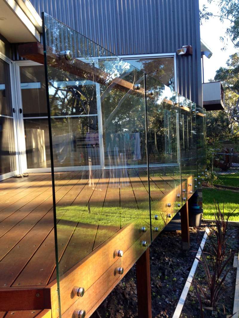 Frameless Glass for Balcony on a timber deck.